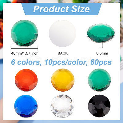 30Pcs 6 Colors Flat Back Acrylic Rhinestone Cabochons OACR-OC0001-16B-1