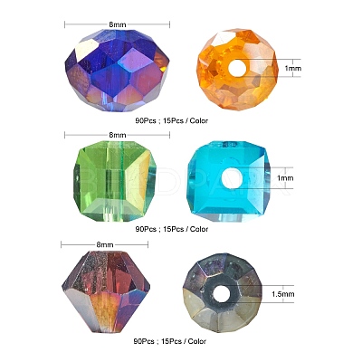 270Pcs 18 Style Electroplate Glass Beads Strands EGLA-FS0001-17-1