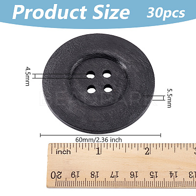 30Pcs Wood Buttons BUTT-OC0001-50B-1
