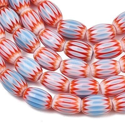 Handmade Millefiori Glass Oval Bead Strands LK-Z001-01B-08-1