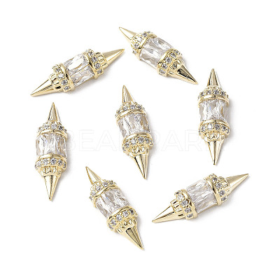 Brass Micro Pave Clear Cubic Zirconia Cabochons KK-A174-06G-1