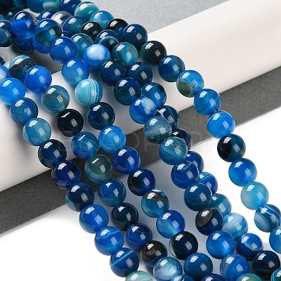 Natural Striped Agate/Banded Agate Beads Strands G-Z060-A01-B25-1