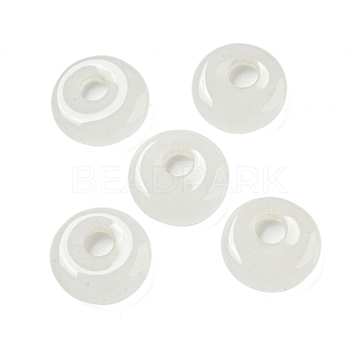 Natural White Jade Donut/Pi Disc Charms G-G142-02S-1