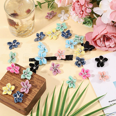 40Pcs 10 Colors Velvet with Resin Rhinestone Cabochons FIND-CA0011-27-1