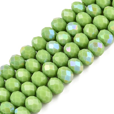 Electroplate Opaque Solid Color Glass Beads Strands EGLA-A044-P6mm-L30-1