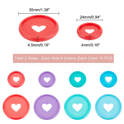 80Pcs 8 Styles Heart Plastic Loose Leaf Ring Round Binder Discs DIY-PH0009-08-1