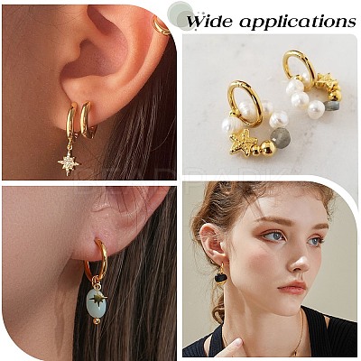 12 Pairs 202 Stainless Steel Huggie Hoop Earrings with 316 Surgical Stainless Steel Pins EJEW-SC0001-40G-1
