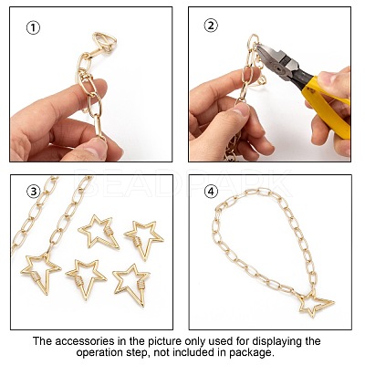 Brass Micro Pave Clear Cubic Zirconia Screw Carabiner Lock Charms X-ZIRC-L085-06G-1