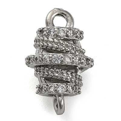 Brass Micro Pave Clear Cubic Zirconia Hollow Oval Connector Charms KK-A230-05C-P-1