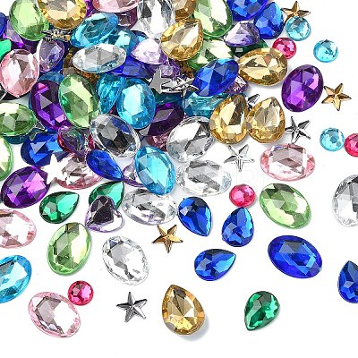 60Pcs 15 Styles Acrylic Rhinestone Flat Back Cabochons GACR-YW0001-05A-1