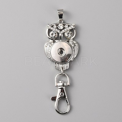 Alloy Rhinestone Snap Keychain Making KEYC-WH0018-58-1