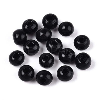 Spray Painted Round Natural Schima Wood Beads WOOD-A018-6mm-03-1
