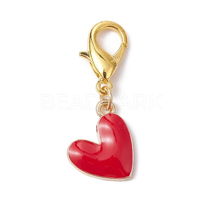 Heart Alloy Enamel Pendant Decoration HJEW-JM01491-1