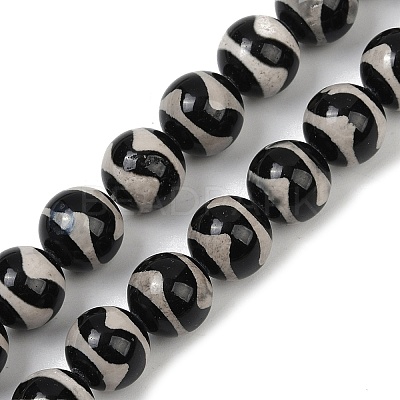 Tibetan Style dZi Beads Strands G-U022-A01-10mm-1