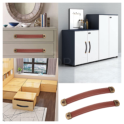 4 Sets 2 Colors PU Leather Drawer Handles DIY-GF0006-73-1