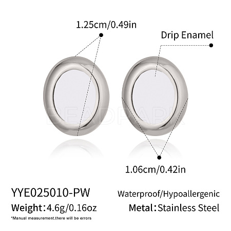 304 Stainless Steel Oval Stud Earrings HC0211-3-1