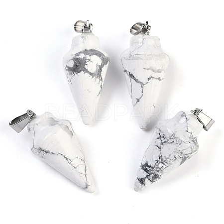 Natural Howlite Gemstone Pointed Pendants G-K384-01P-04-1