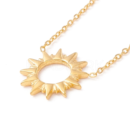 Ion Plating(IP) 304 Stainless Steel Sun Pendant Necklace for Women NJEW-F292-05G-1