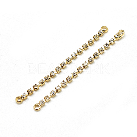 Brass Cubic Zirconia Cup Chain Links X-KK-T032-161G-1