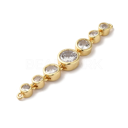 Eco-Friendly Rack Plating Brass Clear Cubic Zirconia Connector Charms KK-F853-30G-1