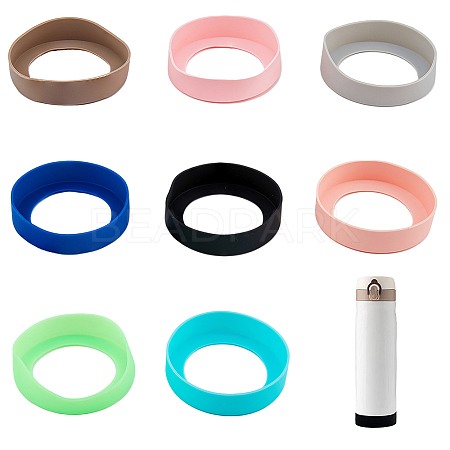 BENECREAT 10Pcs 10 Colors Silicone Cup Bottom Sleeve Covers SIL-BC0001-04-1