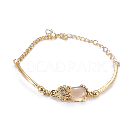 Golden Tone Brass Link Bracelets BJEW-L639-14A-1