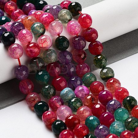 Natural Agate Round Beads Strand G-L085-8mm-01-1