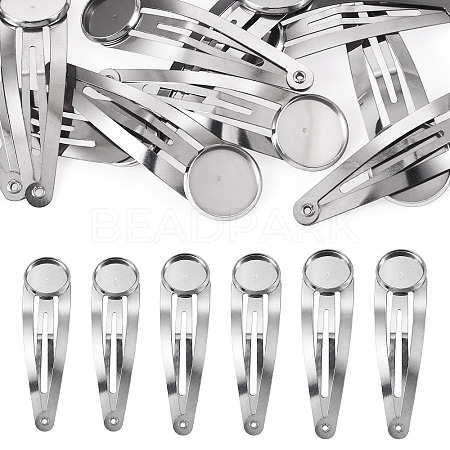 15Pcs 3 Styles 304 Stainless Steel Snap Hair Clip Finding STAS-TA0006-49-1