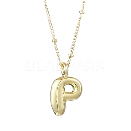 1Pc Initial Letter Brass Pendant Necklaces NJEW-YW0001-24P-1