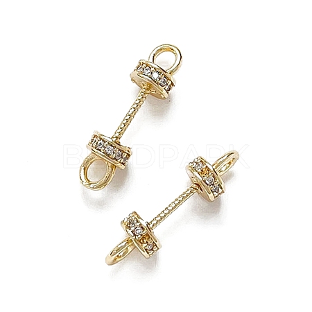 Brass Micro Pave Clear Cubic Zirconia Connector Charms KK-K361-01G-1