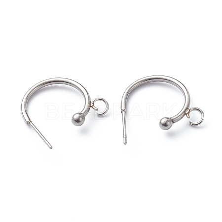 Non-Tarnish 304 Stainless Steel Half Hoop Earrings STAS-Z028-B01-P-1