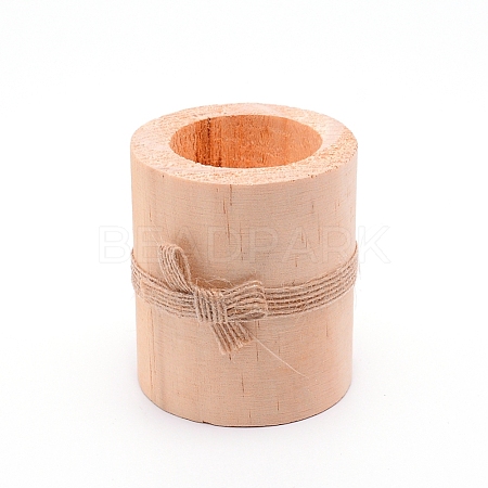 Natural Pine Wood Candle Holder AJEW-WH0188-59A-1