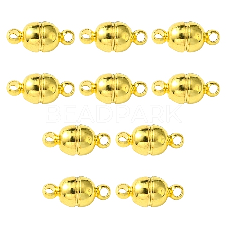 10Pcs Round Brass Magnetic Clasps with Loops KK-FS0001-34G-1