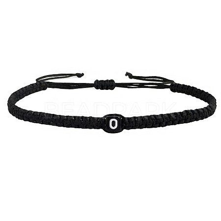 Adjustable Handmade Woven Waxed Cord Braided Bracelets with Acrylic Letter Beads LS-OI4298-15-1