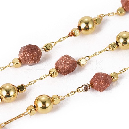 Synthetic Goldstone Handmade Beaded Chains CHC-F010-03A-G-1