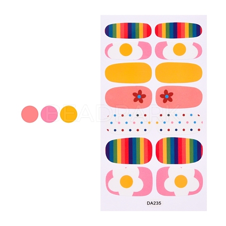 Colorful Flower Tartan Full Cover Glitter Nail Wraps Nail Polish Stickers MRMJ-S056-DA235-1