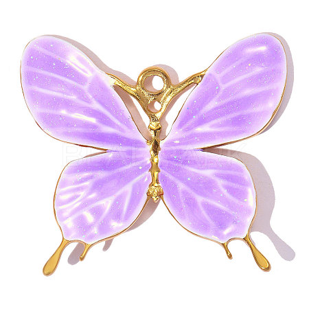 304 Stainless Steel with Purple Enamel Pendants SA-OY001-27G-02-1