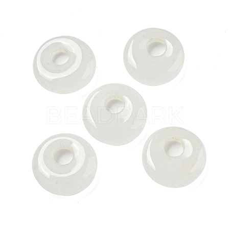Natural White Jade Donut/Pi Disc Charms G-G142-02S-1