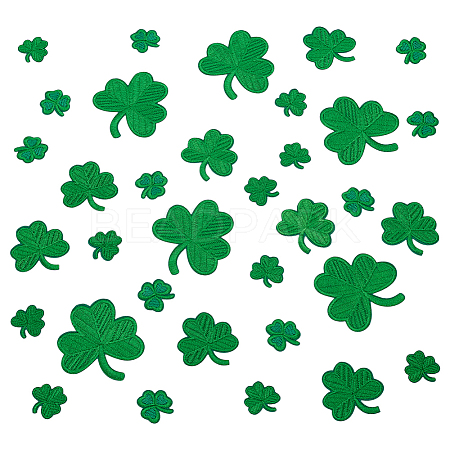 34Pcs 4 Styles Clover Embroidered Cloth Patch PATC-FG0003-43-1