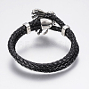 Men's Braided Leather Cord Multi-strand Bracelets BJEW-P198-09-2