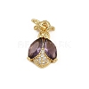 Brass Micro Pave Cubic Zirconia Charms KK-D409-37G-C-2
