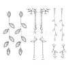 ANATTASOUL 5 Pairs 5 Styles Crystal Rhinestone Leaf Dangle Stud Earrings EJEW-AN0003-54-1