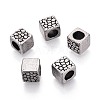 304 Stainless Steel Textured European Style Large Hole Beads STAS-T072-110AS-1