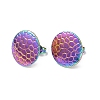 Ion Plating(IP) 304 Stainless Steel Textured Flat Round Stud Earrings for Women EJEW-I285-03MC-1