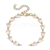 Brass Glass Teardrop Link Chain Bracelet Making AJEW-JB01646-1