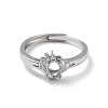 Adjustable Rhodium Plated 925 Sterling Silver Clear Cubic Zirconia Ring Components STER-C011-02P-2