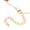 Chakra 304 Stainless Steel & Brass & Natural Green Aventurinee/Garnet/Amethyst/Apatite/Gold Rutilated Quartz/Carnelian/Lapis Lazuli Bead Flower Link Chain Anklets for Women AJEW-AN00692-4