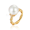 925 Sterling Silver Wire Wrapped Finger Ring with Imitation Pearl FV1561-2-1