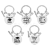 SUPERFINDINGS 5Pcs 5 Style Class of 2023 Graduation Gifts Stainless Steel Keychain KEYC-FH0001-32B-1