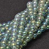 Full Rainbow Plated Electroplated Glass Beads Strands X-EGLA-I002-8mm-02-1